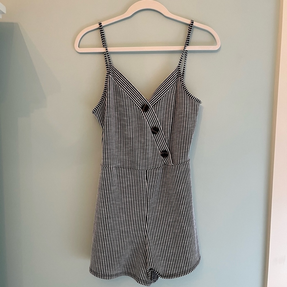 Caution to the Wind striped romper